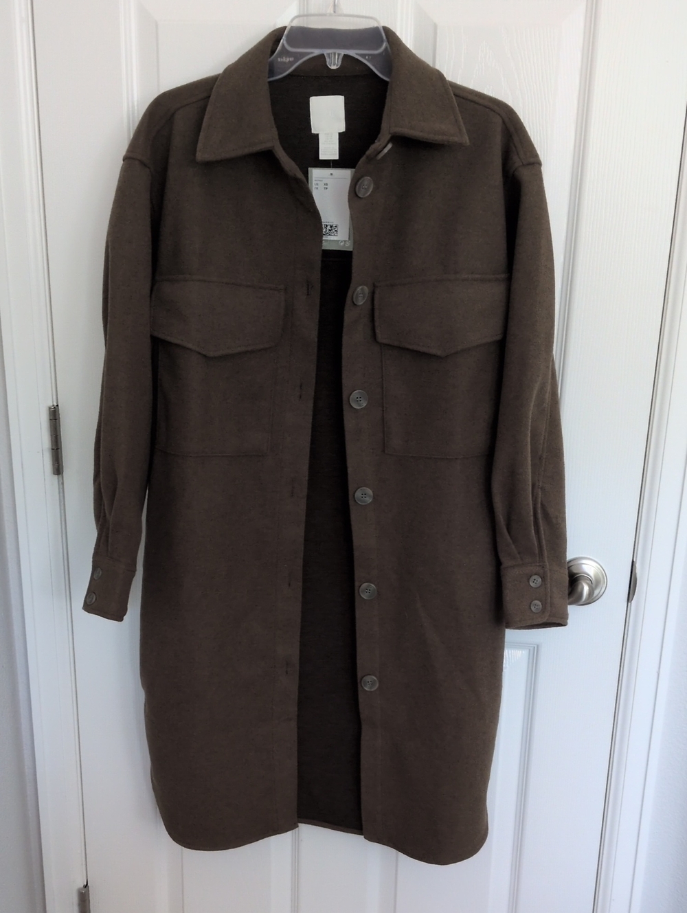 NWT H&M Olive Green Long Length Shirt Jacket - XS